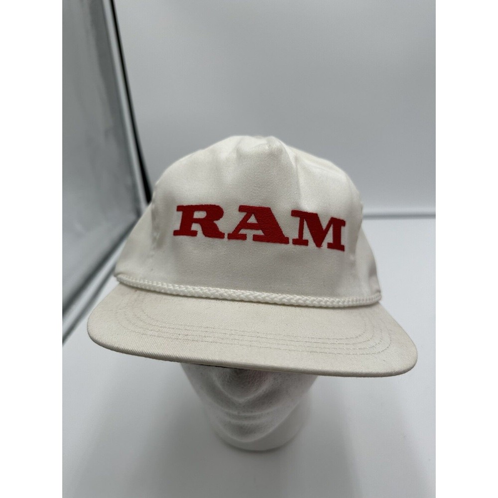 Vintage ram hat players collection white embroidered red